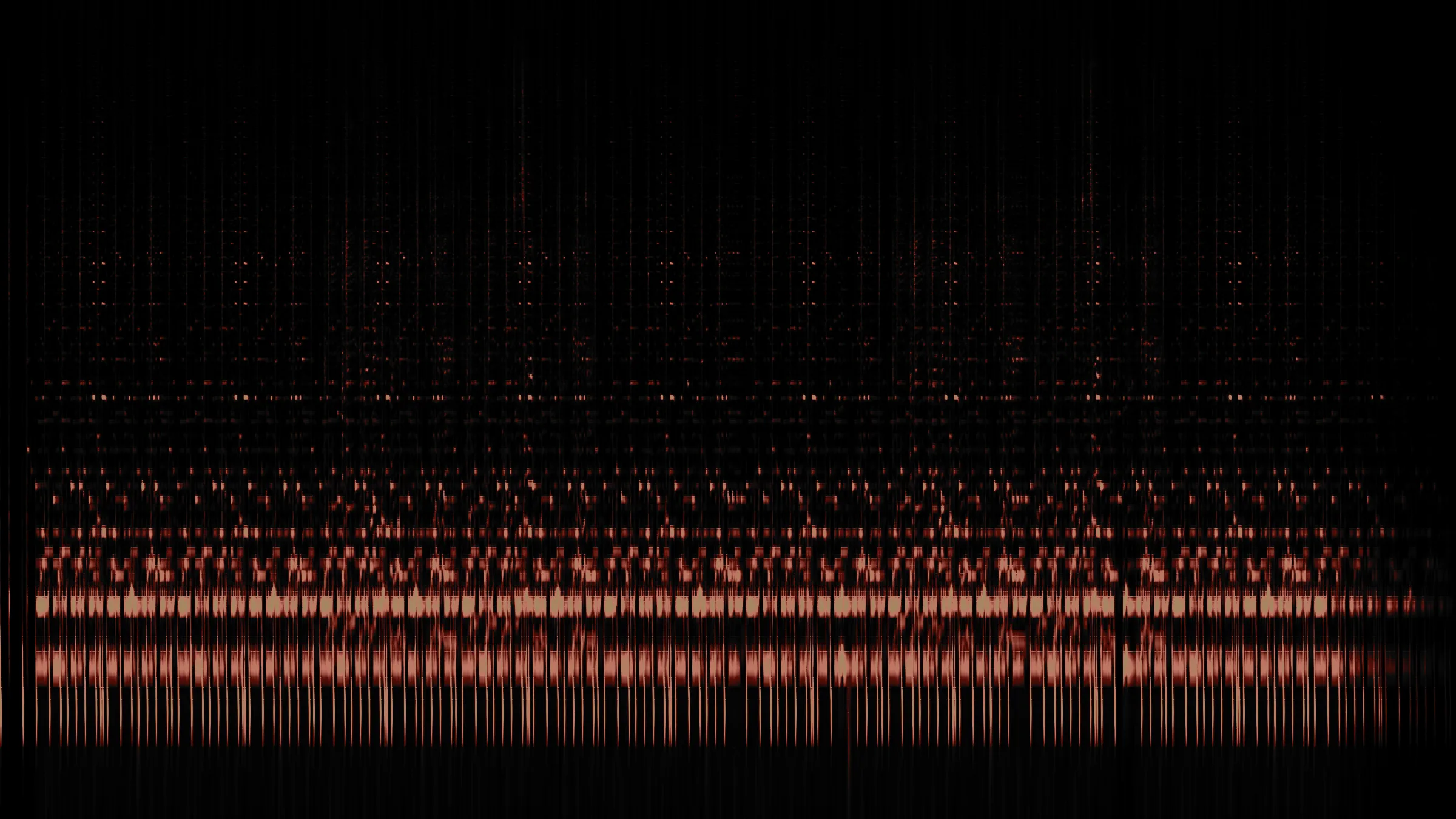 I've Been: the whole song as one spectrogram, time left to right, frequency bottom to top