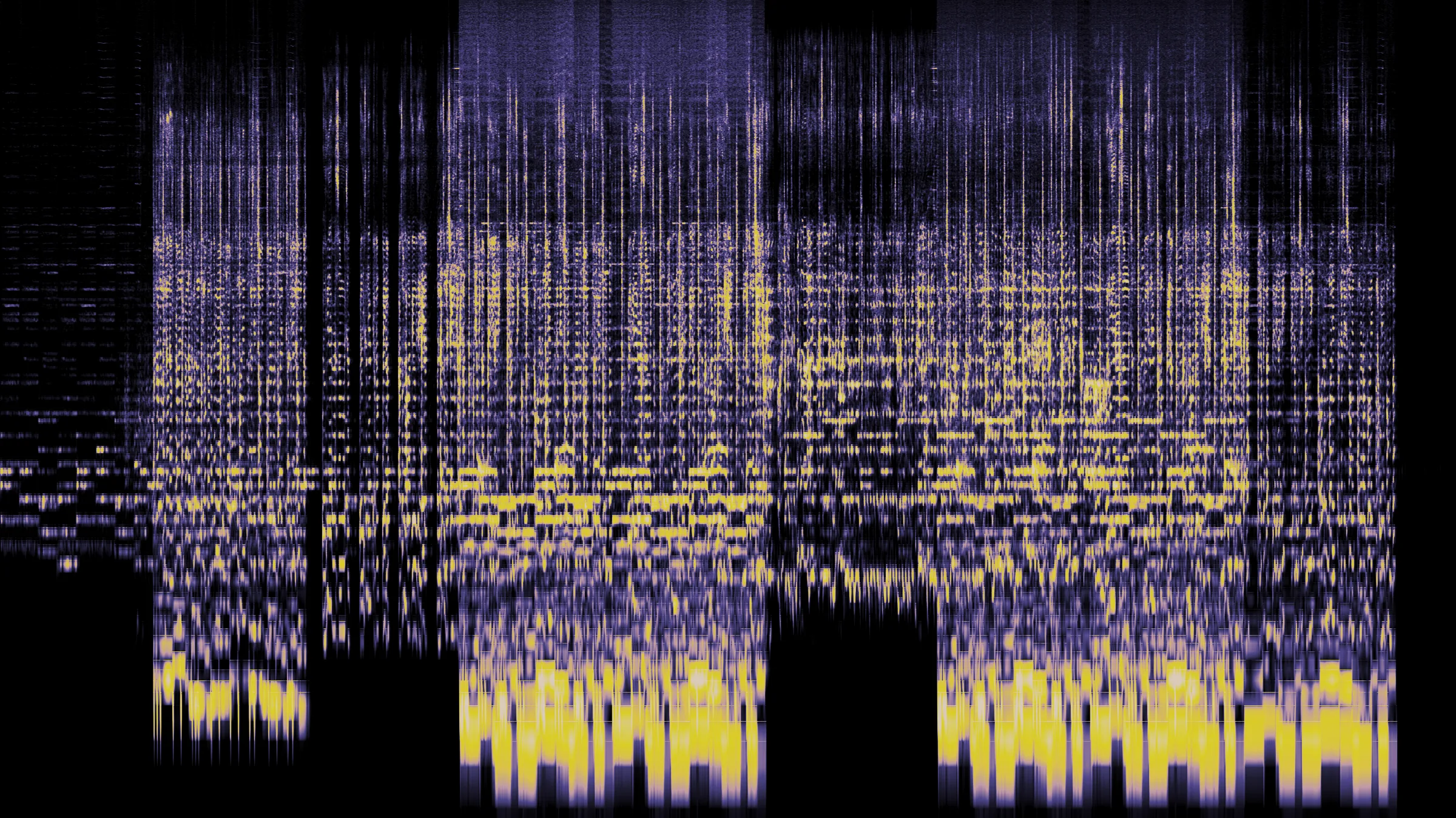 Will You Be There (feat. Blasé): the whole song as one spectrogram, time left to right, frequency bottom to top