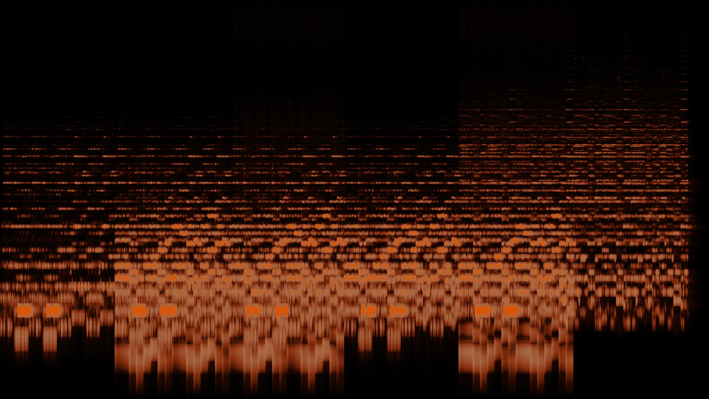 Take Care, I Love You: the whole song as one spectrogram, time left to right, frequency bottom to top