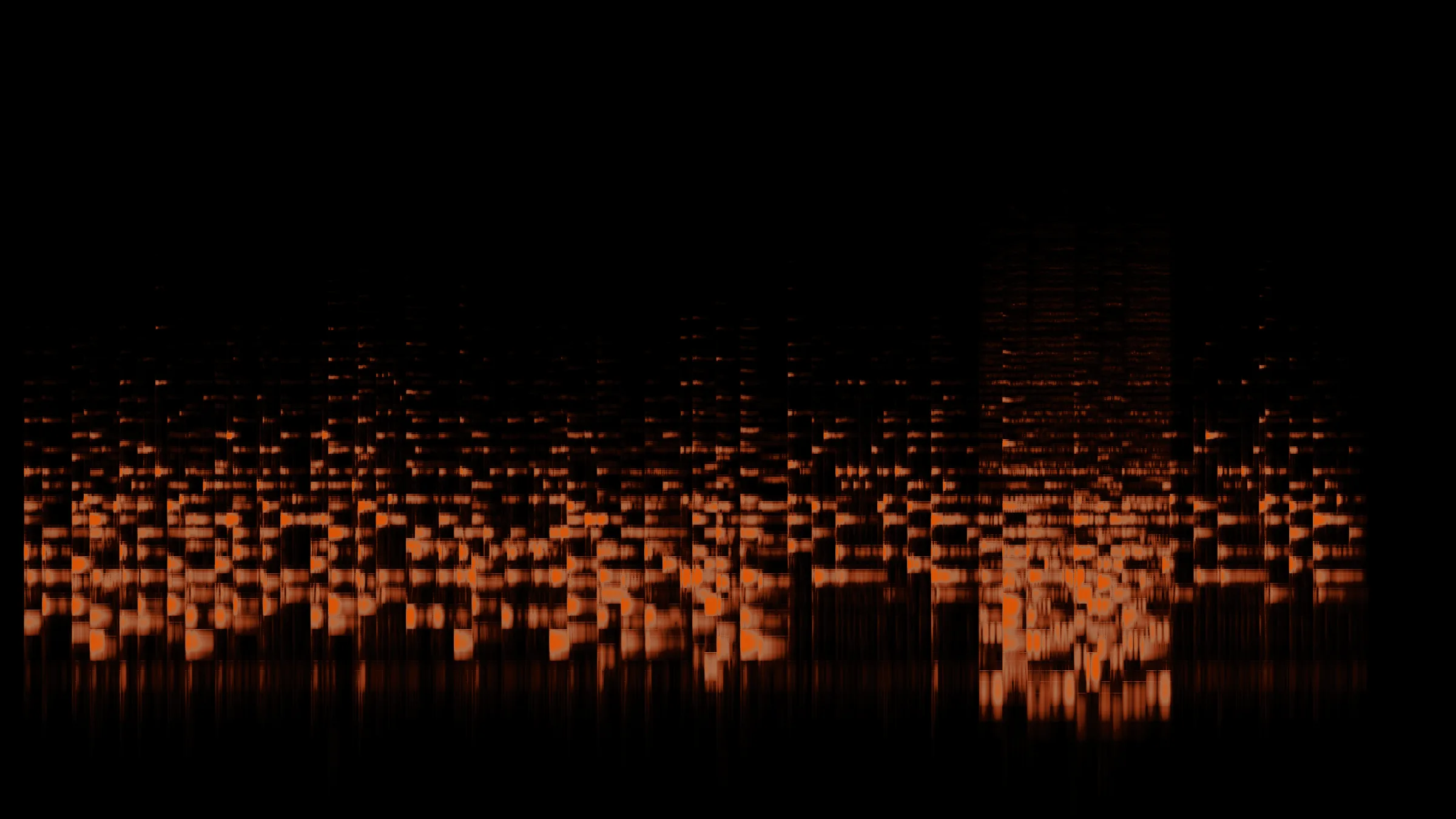 Broken Mirror: the whole song as one spectrogram, time left to right, frequency bottom to top