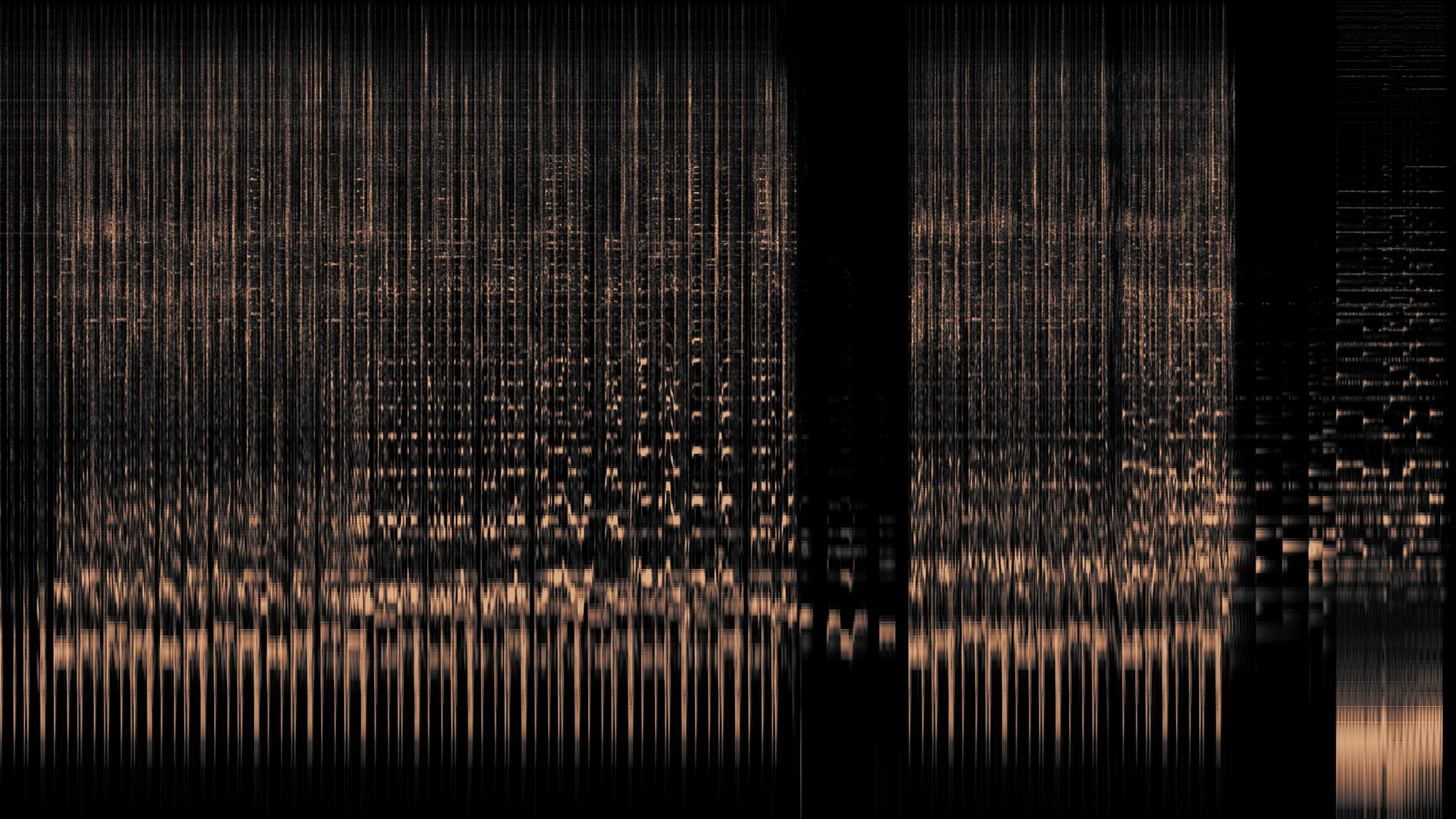 Letter to My Freshman Self (feat. KT): the whole song as one spectrogram, time left to right, frequency bottom to top