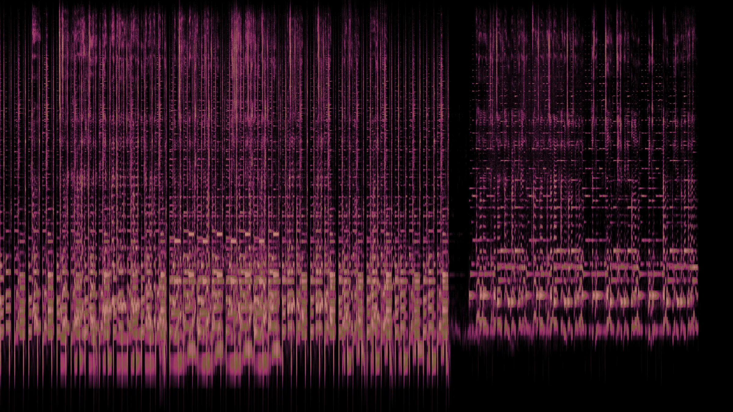 Basking in the Moment // Find Me on an Island: the whole song as one spectrogram, time left to right, frequency bottom to top