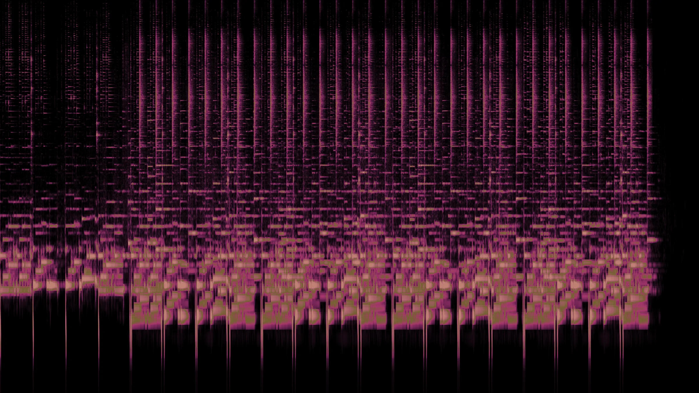 Lost at Sea: the whole song as one spectrogram, time left to right, frequency bottom to top
