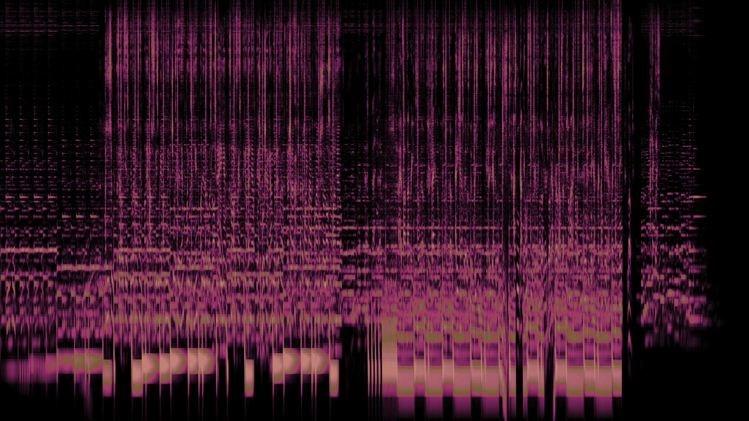 Blessed (feat. VAVU): the whole song as one spectrogram, time left to right, frequency bottom to top