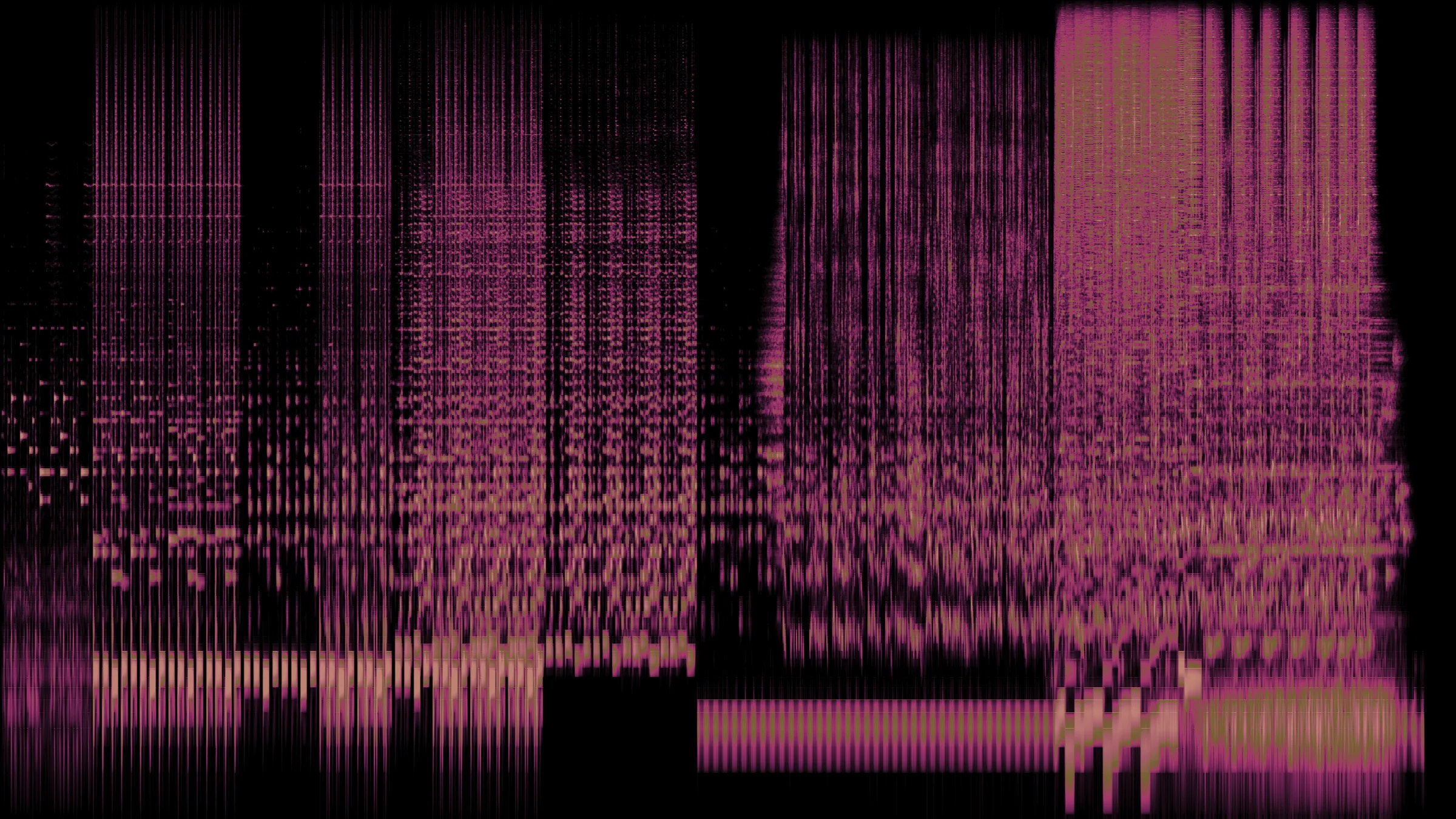 I Keep Running (feat. Killacali): the whole song as one spectrogram, time left to right, frequency bottom to top